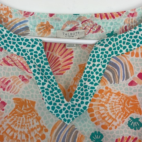 Talbots Cabana Life Seashell Print Tunic Top/Coverup. Size Large Petite. - Picture 4 of 12